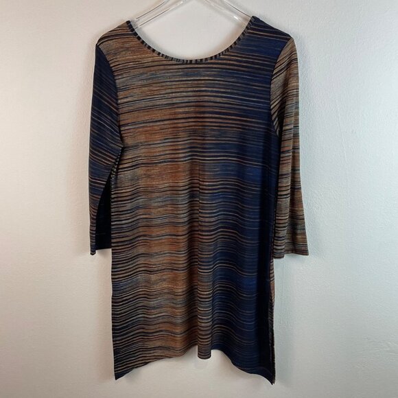 Clara Sun Woo Stripe V-Neckline Tunic Top Size Medium - Picture 7 of 8